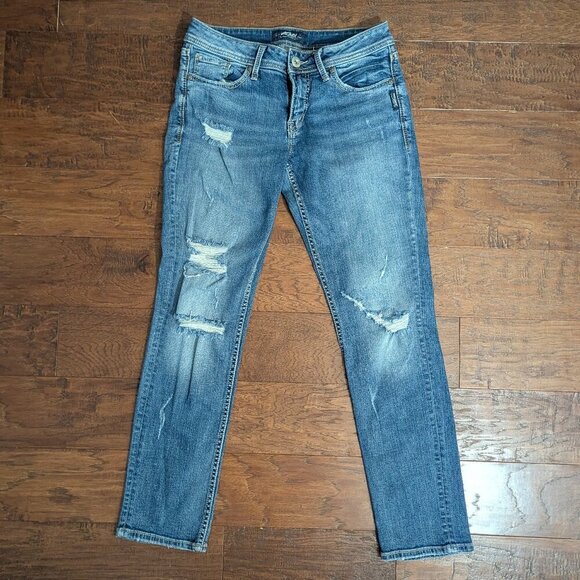 Silver Suki Jeans Ankle Slim Distressed 28 - Picture 3 of 12